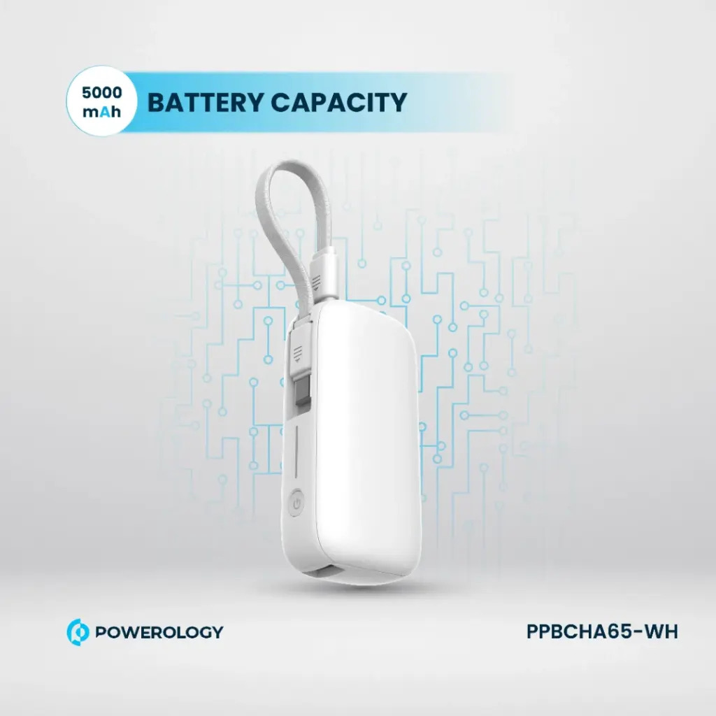 Powerology 5000mAh Power Bank , White