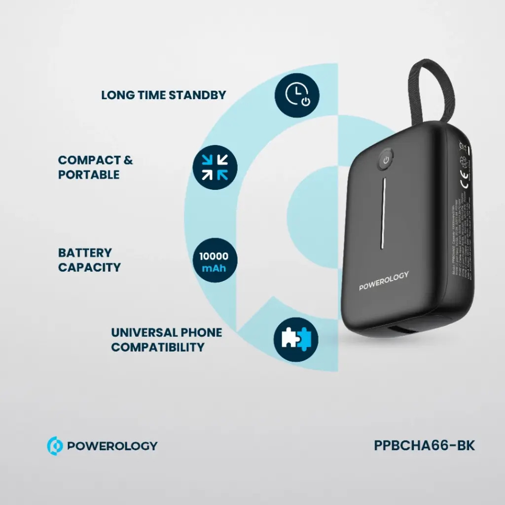 Powerology 10000mAh Power Bank , Black