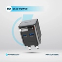 Powerology Dual Port | Retractable GaN Charger , Balck