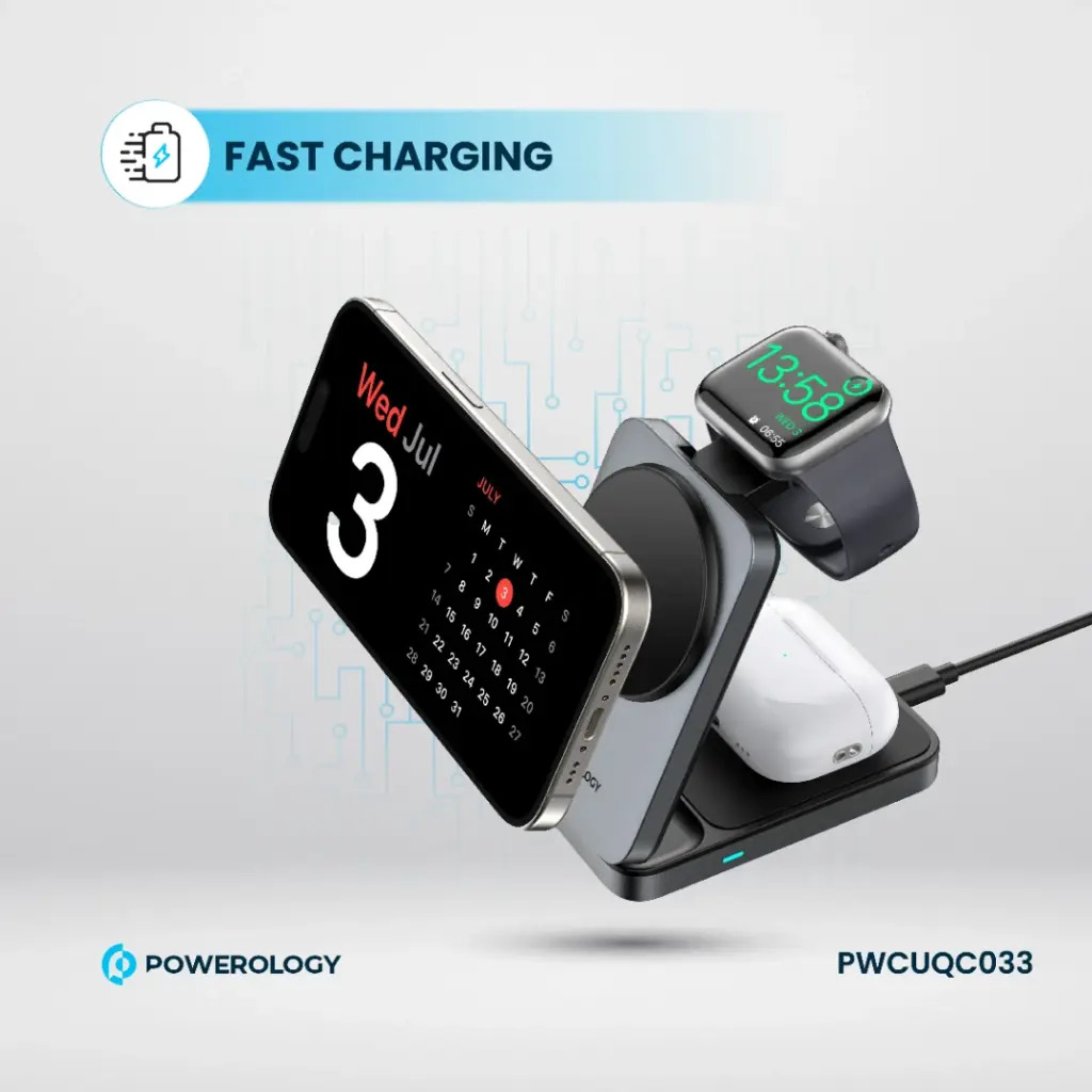 Powerology Qi2 Fast Charging Multi-Device Hub , Black