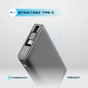 Powerology 10000mAh Retractable Cable Power Bank , Black