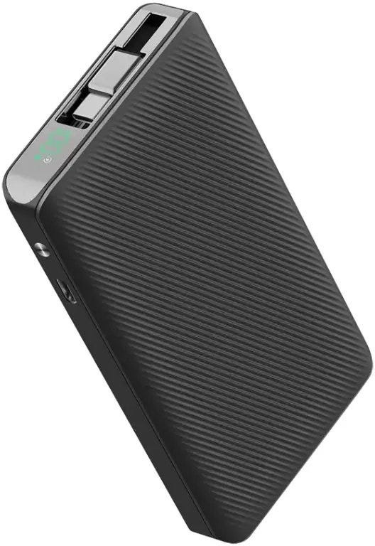 Powerology 10000mAh Retractable Cable Power Bank , Black
