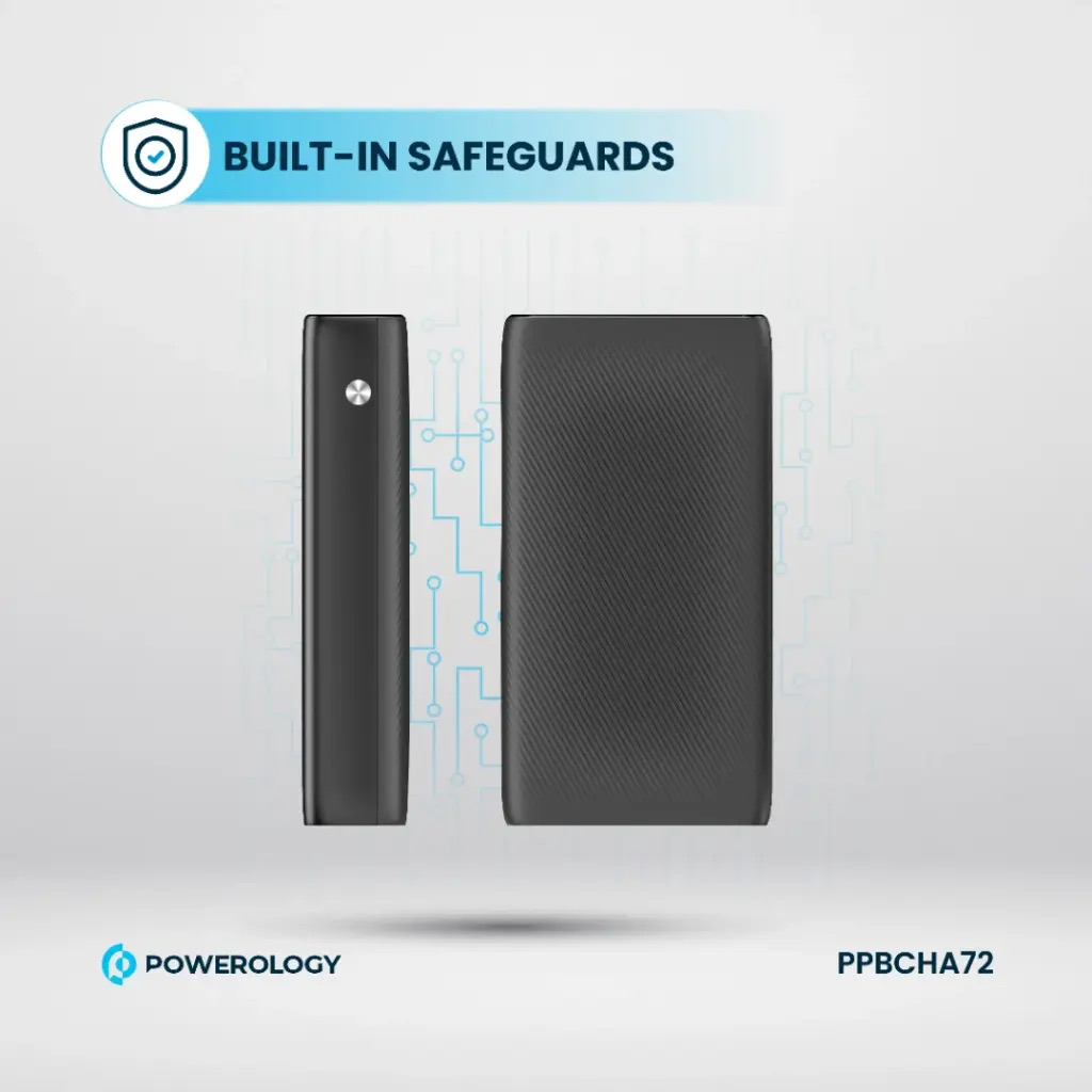 Powerology 20000mAh Retractable Cable Power Bank , Black