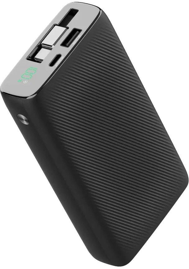 Powerology 20000mAh Retractable Cable Power Bank , Black