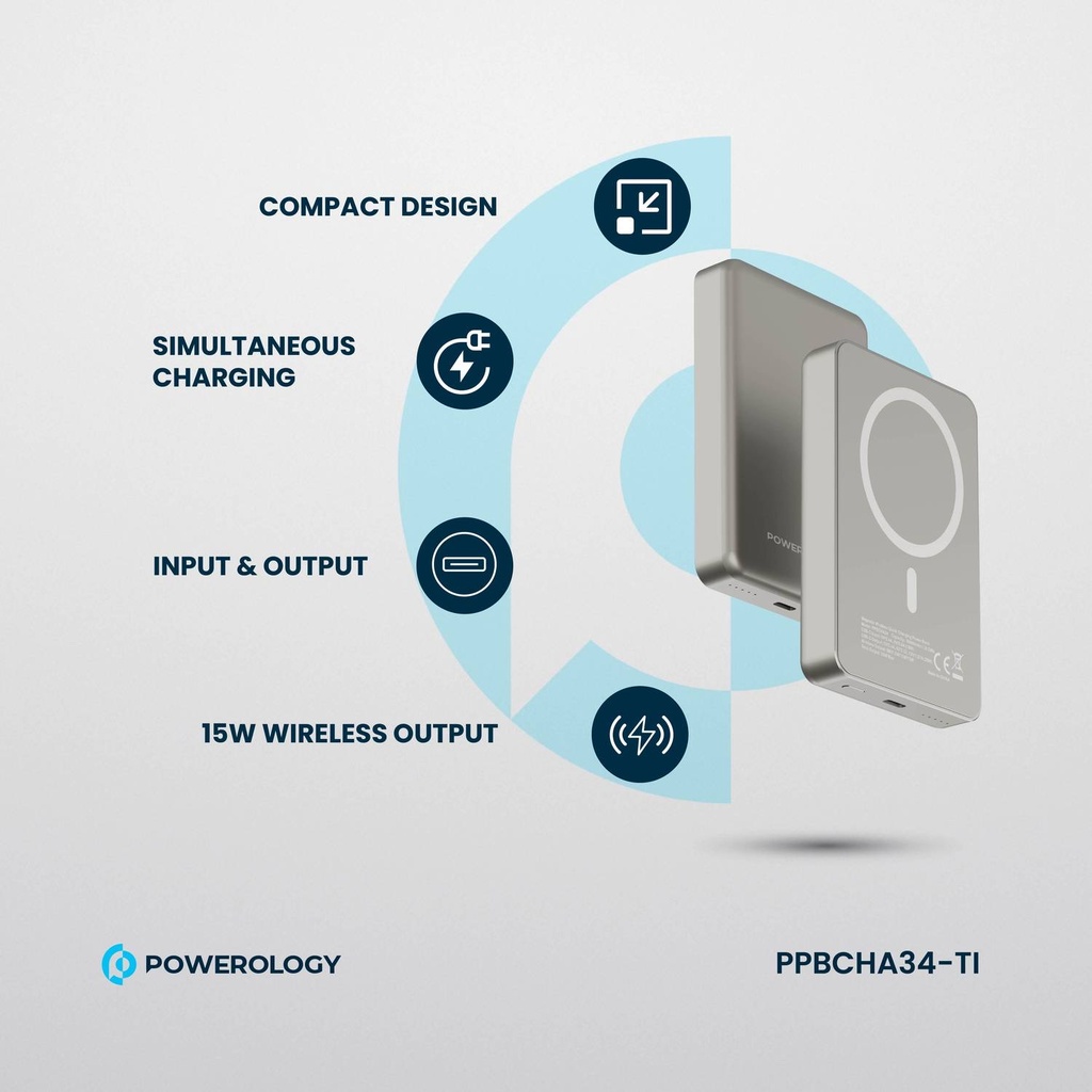 Powerology 10000mAh Magsafepower Glass Surface  , Desert 
Titanium