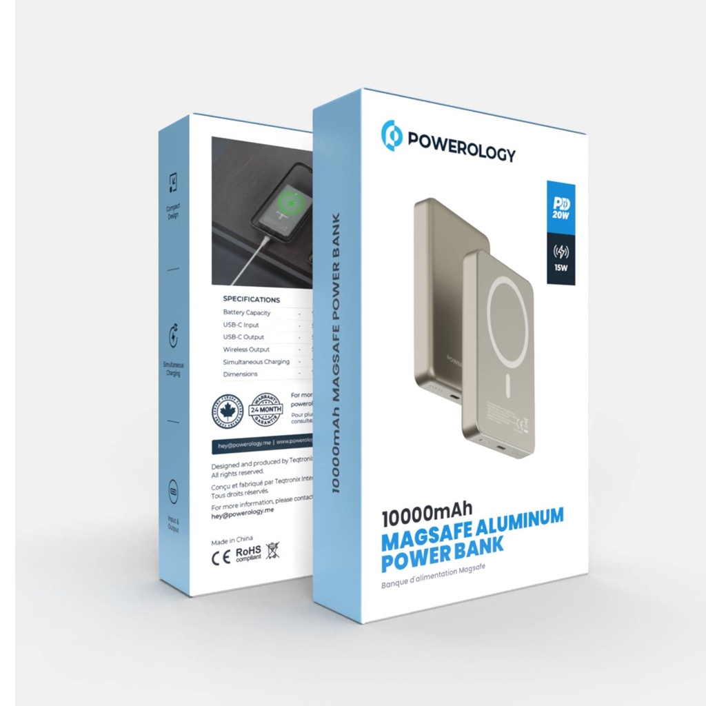 Powerology 10000mAh Magsafepower Glass Surface  , Desert 
Titanium