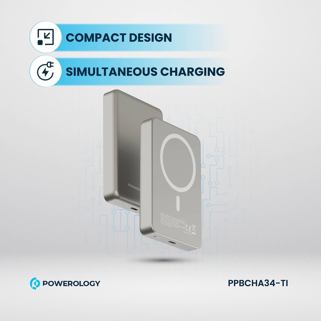 Powerology 10000mAh Magsafepower Glass Surface  , Desert 
Titanium