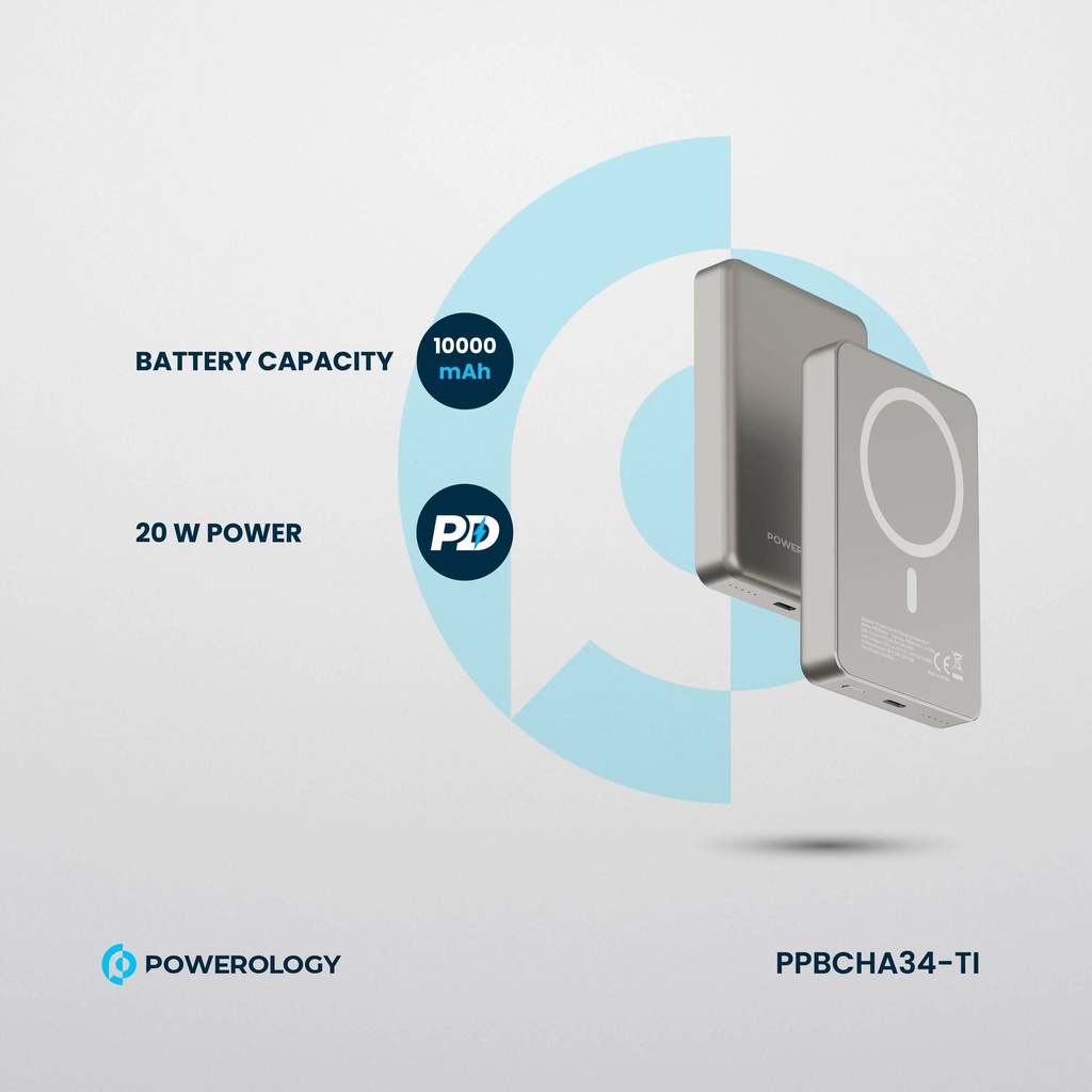 Powerology 10000mAh Magsafepower Glass Surface  , Desert 
Titanium