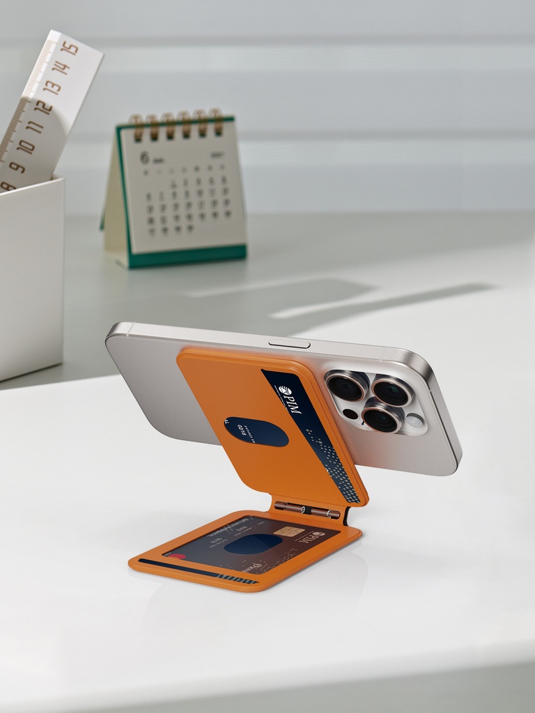 GUAN Mag-Wallet Stand&Grip with Metal Ring Orange