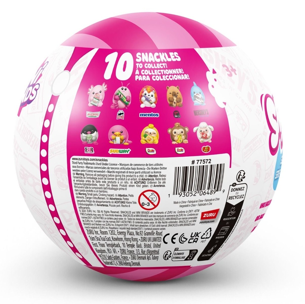 SNACKLES Capsule - SERIES 1 PLUSH SMALL 115mm,12pcs/Gravity PDQ,24pcs/CTN