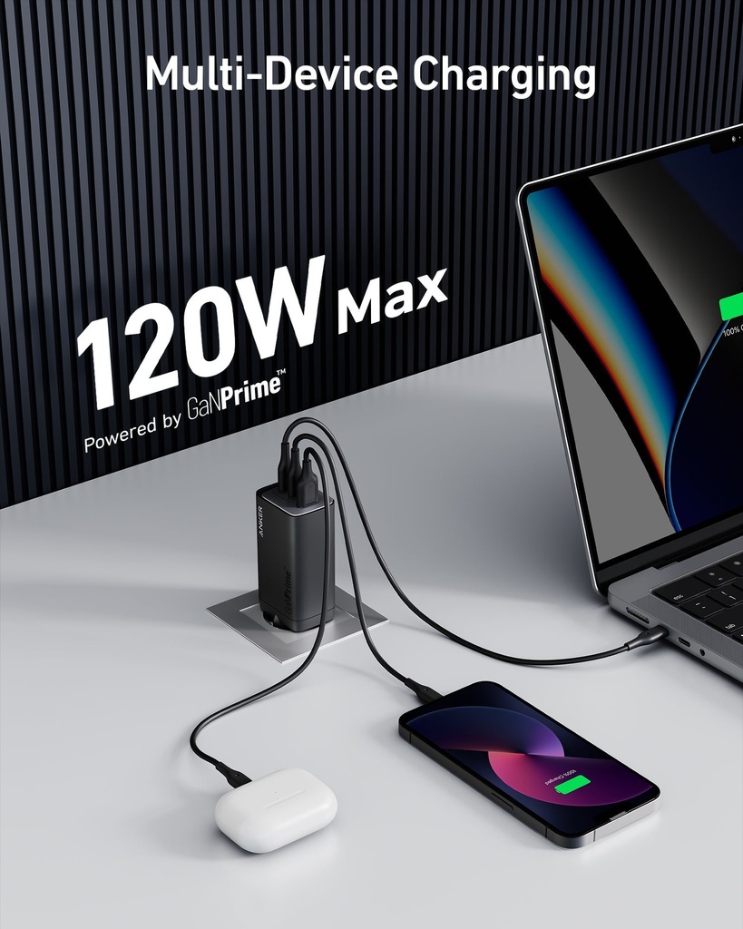 Anker 737 Charger (Ganprime 120W) B2C - Eu/Es/Fr/Es Black Iteration 1