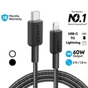 Anker A81B6H21 322 Usb-C To Lightning Cable (6Ft Braided) B2B - Un (Excluded Cn, Europe) White Iteration 1