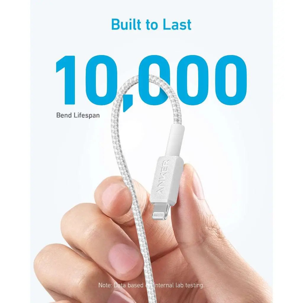 Anker A81B6H21 322 Usb-C To Lightning Cable (6Ft Braided) B2B - Un (Excluded Cn, Europe) White Iteration 1