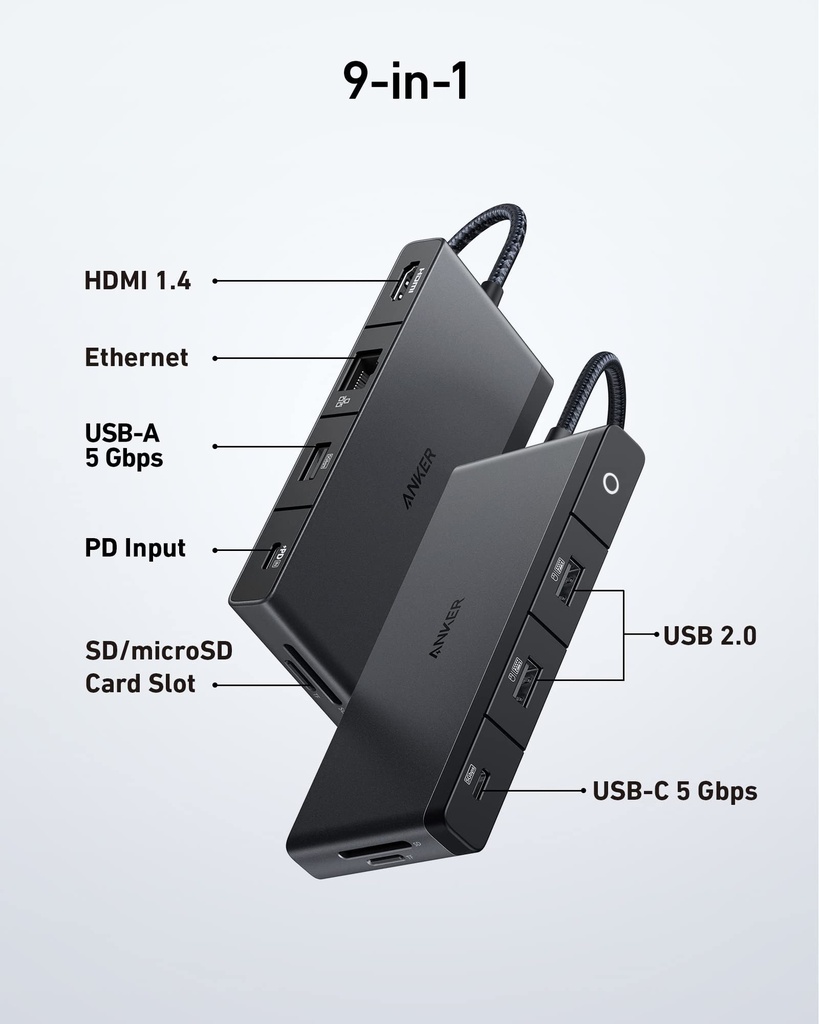Anker 552 Usb-C Hub (9-In-1, 4K Hdmi) B2B - Un (Excluded Cn, Europe) Black Iteration 1