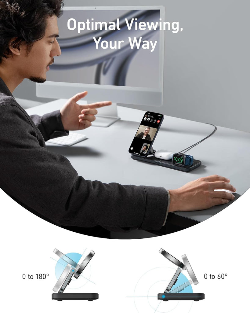 Anker B25M1211 Bundle Of 3 In 1 Mpp Qi2 With Uk Charger