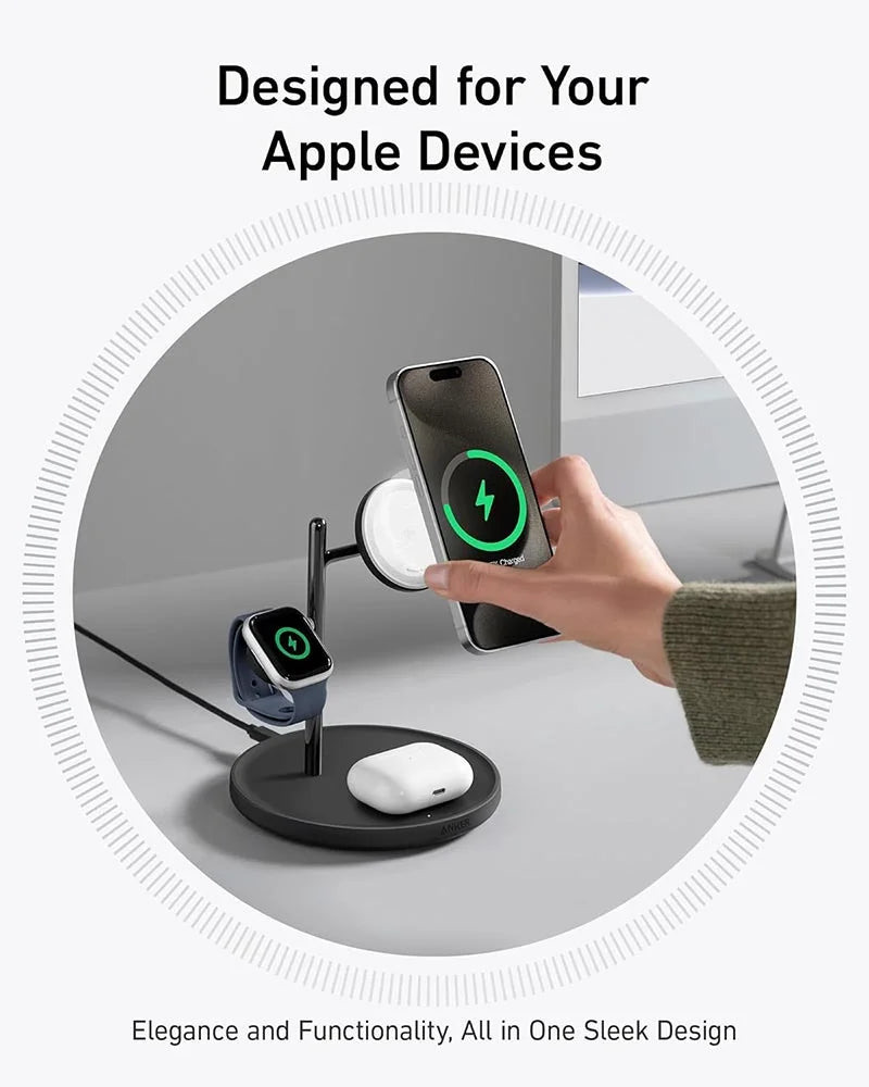 Anker B25M3V11 Bundle Of 3 In 1 Mpp Qi2 With Uk Charger-Pillar Shape