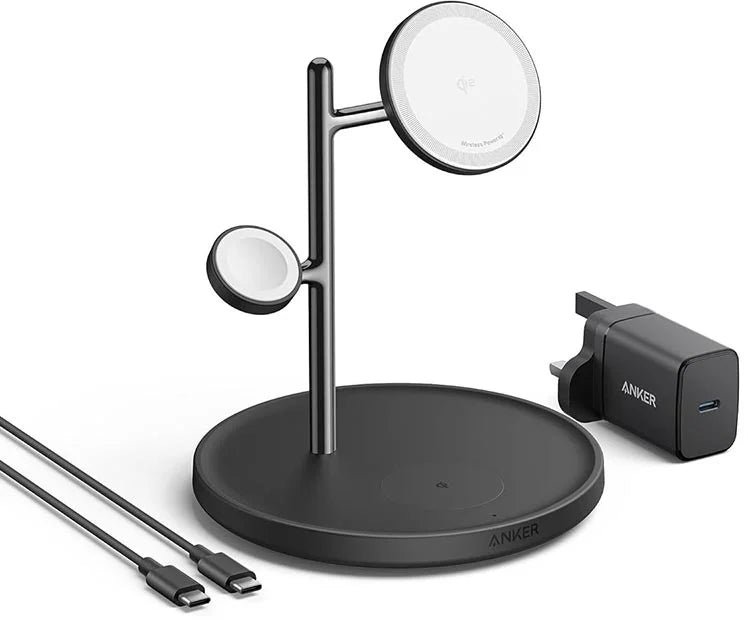 Anker B25M3V11 Bundle Of 3 In 1 Mpp Qi2 With Uk Charger-Pillar Shape