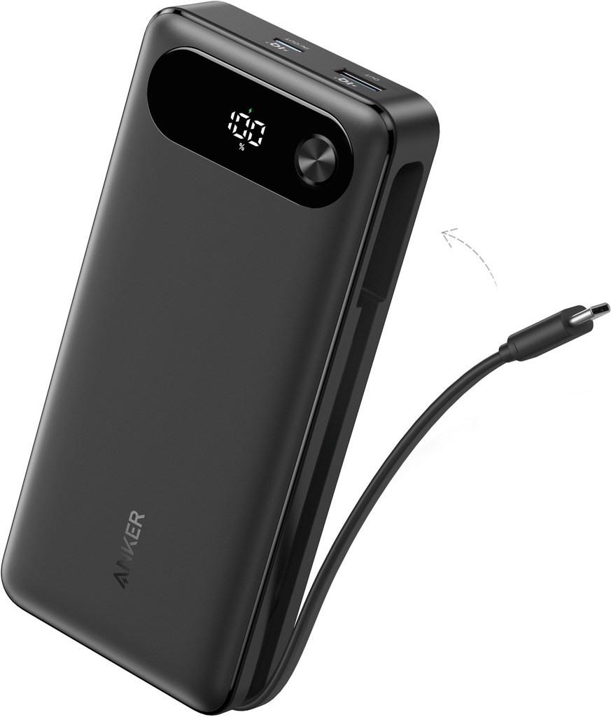 Anker A1383H11 Power Bank (20K, 87W, Built-In Usb-C Cable) B2B - Un (Excluded Cn, Europe) Black Ite