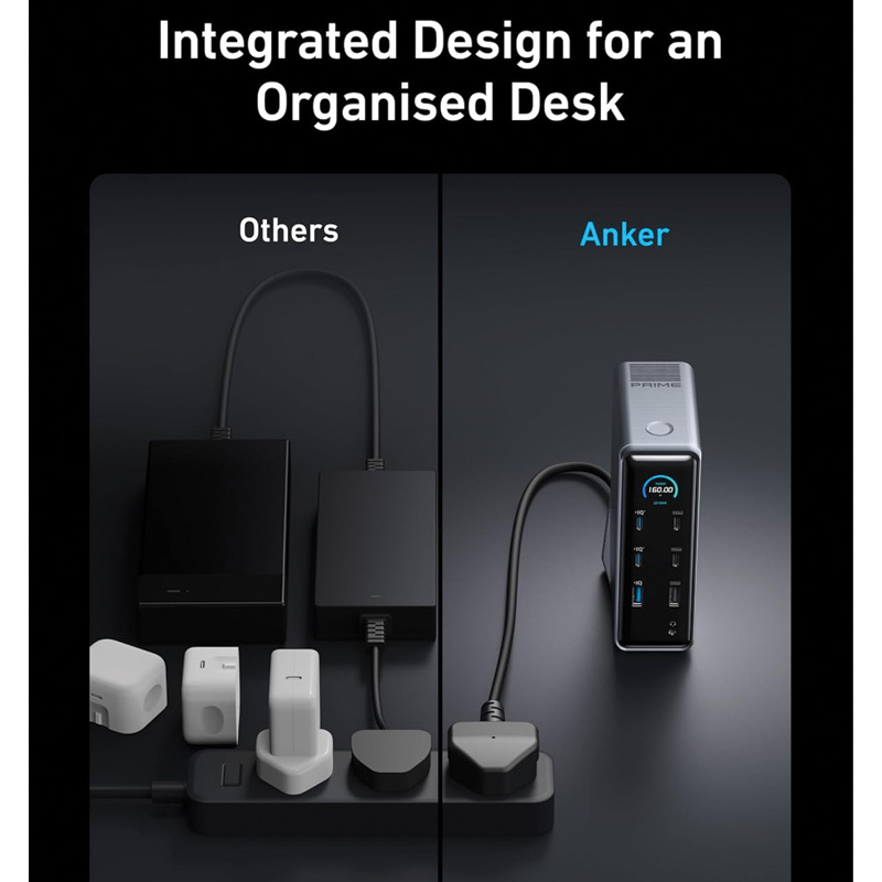 Anker A83B62A1 Prime Charging Docking Station (14-In-1, Dual Display, 160W) B2C - Uk Gray I
