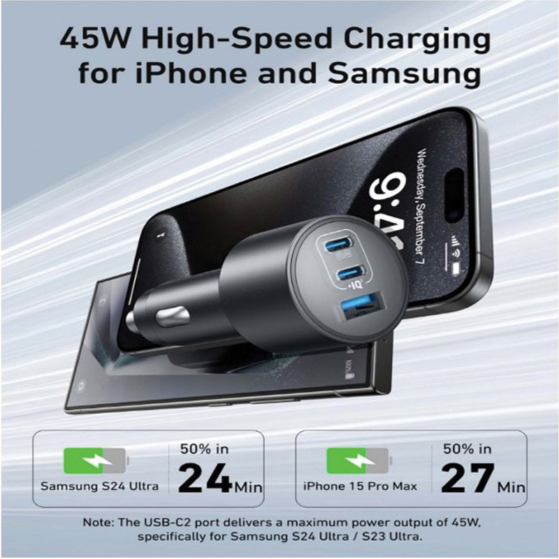 Anker B2737Ha1 Car Charger (167.5W, 3 Ports) With Cable Bundle