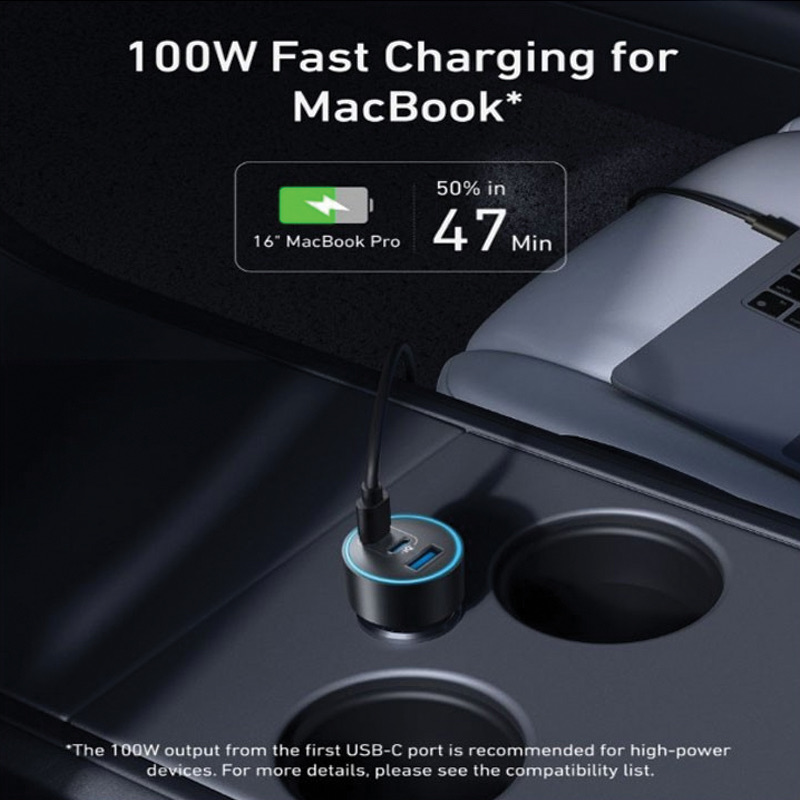 Anker B2737Ha1 Car Charger (167.5W, 3 Ports) With Cable Bundle