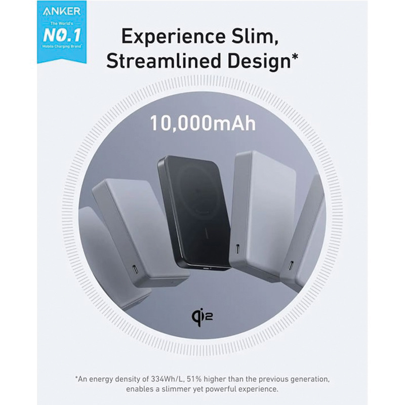 Anker A1664H11 Ankermaggo Power Bank (10K, Magnetic Wireless) Black 1