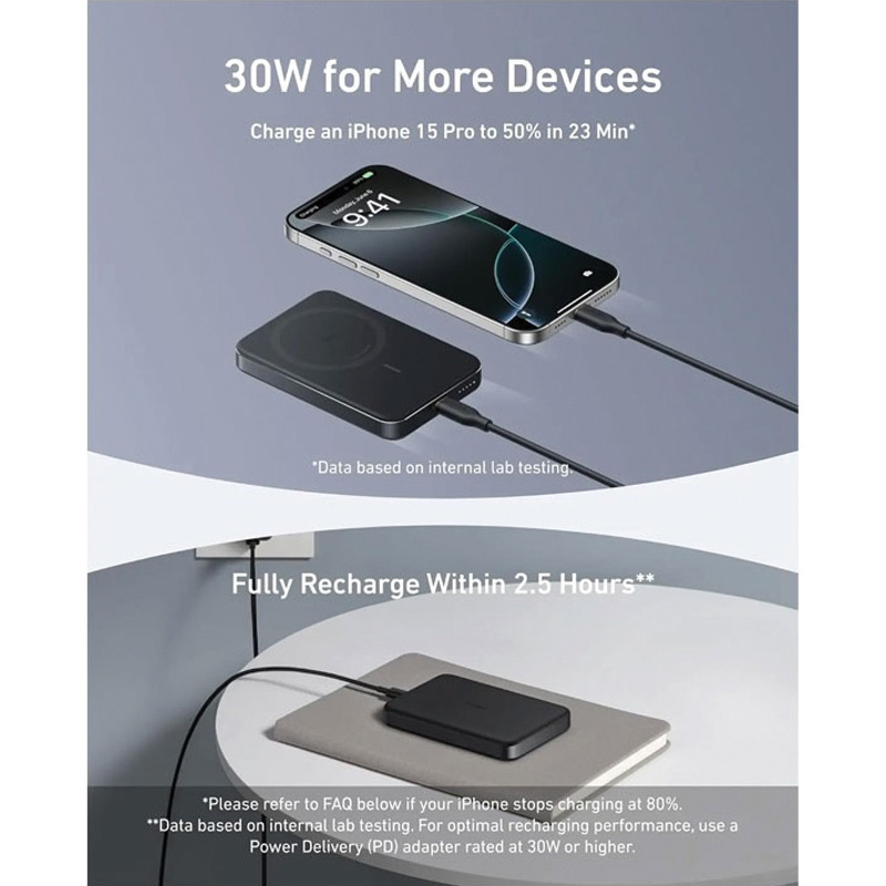Anker A1664H11 Ankermaggo Power Bank (10K, Magnetic Wireless) Black 1