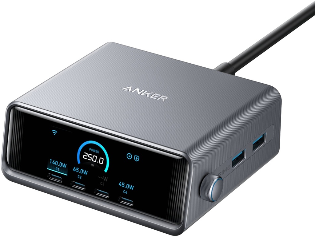 Anker A2345241 Prime 250W Gan Desktop Charger (6 Ports) B2C - Uk Silver Iteration 1