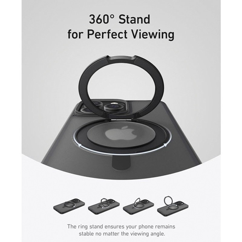 Anker A90H1H0C Maggo Magnetic Case With Stand 360 Ring Stand, Clear C