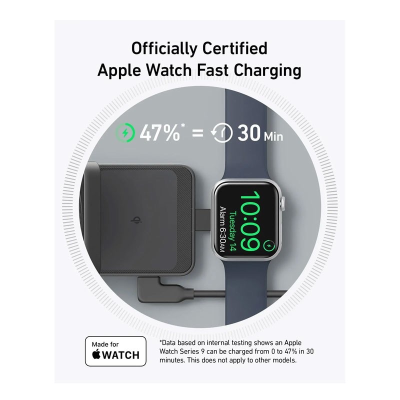 Anker B2557212 Maggo Wireless Charging Station (15W, Foldable 3-In-1) Black 2