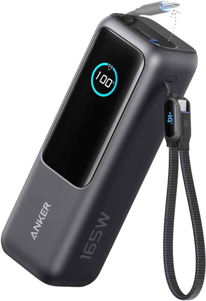 Anker A1695H11 Zolo Power Bank (25K, 165W, Built-In Usb-C And Retractable Cable)