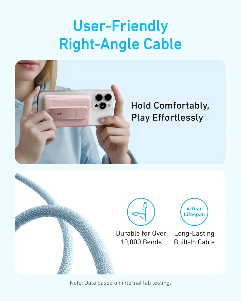 Anker A1685H11 Power Bank (10K, Magnetic, Built-In Usb-C Cable)
