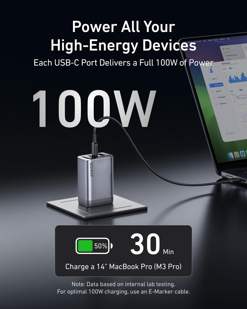 Anker A2688241 Prime Charger (100W, 3 Ports, Ganprime) B2C - Uk Silver Iteration 1