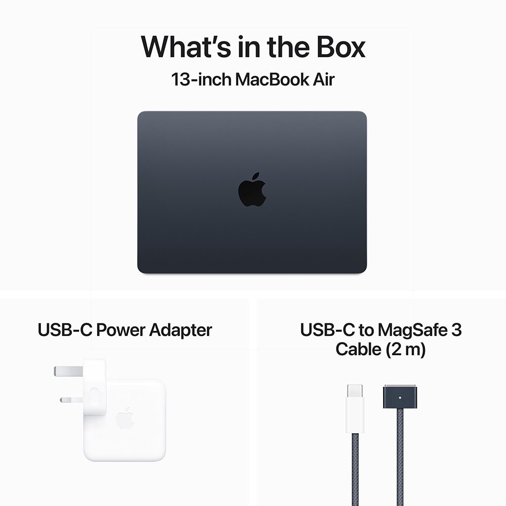 Apple 13-inch MacBook Air M3 chip with 8-core CPU and 10-core GPU, 24GB, 512GB SSD Midnight
