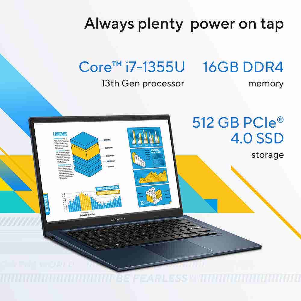 ASUS Vivobook 14,X1404VA-NKI7I5WU,Intel® Core™ i7-1355U Processor ,DDR4 16GB,512GB SSD,Intel Iris Xᵉ Graphics,14.0-inch FHD (1920 x 1080) 16:9 ,Quiet Blue 