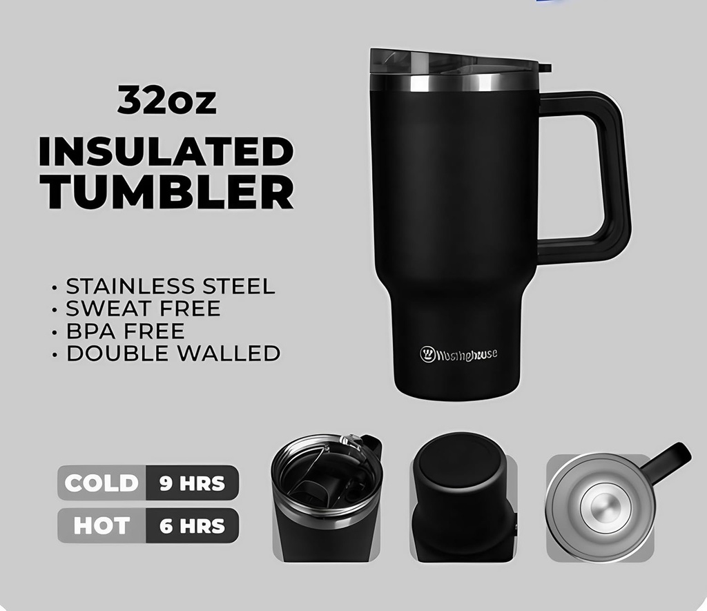 32oz Double Wall Stainless Steel Tumbler Black