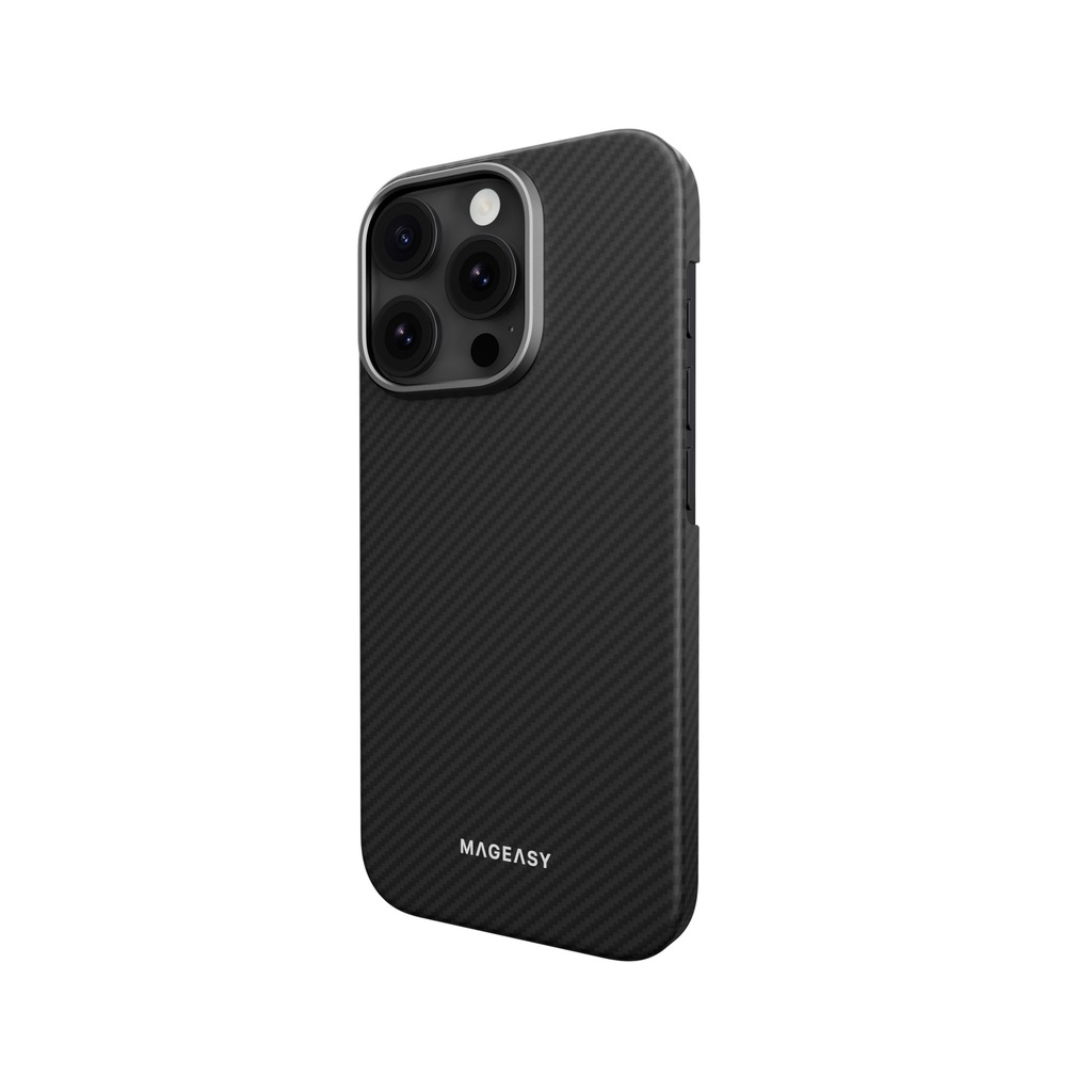 Mageasy Kev M Armaid Fiber Protective Case For 2024 Iphone 16 Pro 600D Black 