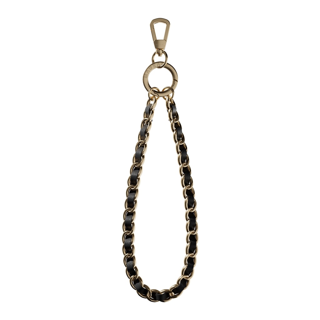 MAGEASY 9MM LEATHER CHAIN WRIST STRAP- BLACK/MATTE GOLD