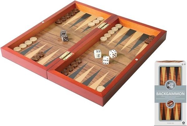 Folding Wood Backgammon Set 