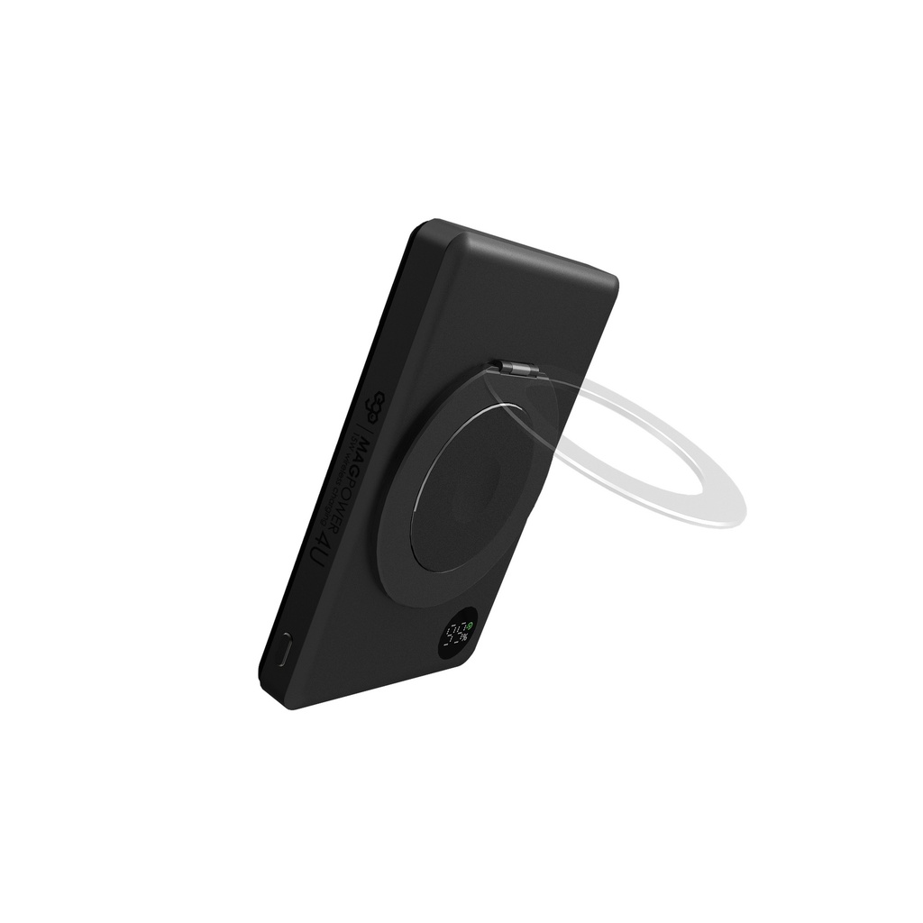 EGO MAGPOWER 4in1 10000mAh Qi2 Magsafe Powerbank ultra-thin, Watch fast Charging, OLED Display, USB-C port in& Out,-Black