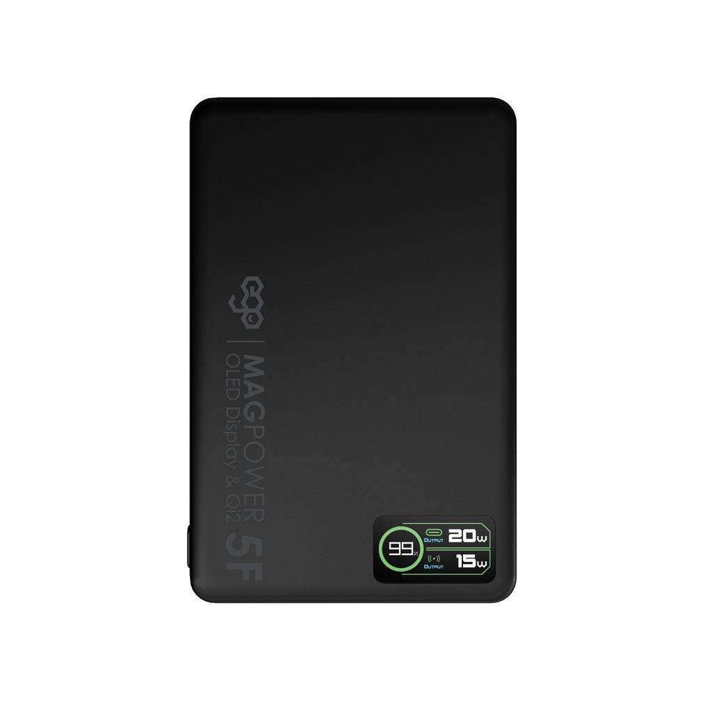EGO MAGPOWER 3in1 Lates Gen.5 Super charging  6000mAh Qi2+ magsafe Powerbank Super Ultra-thin-OLED, USB-CUSB-C in & out-Black