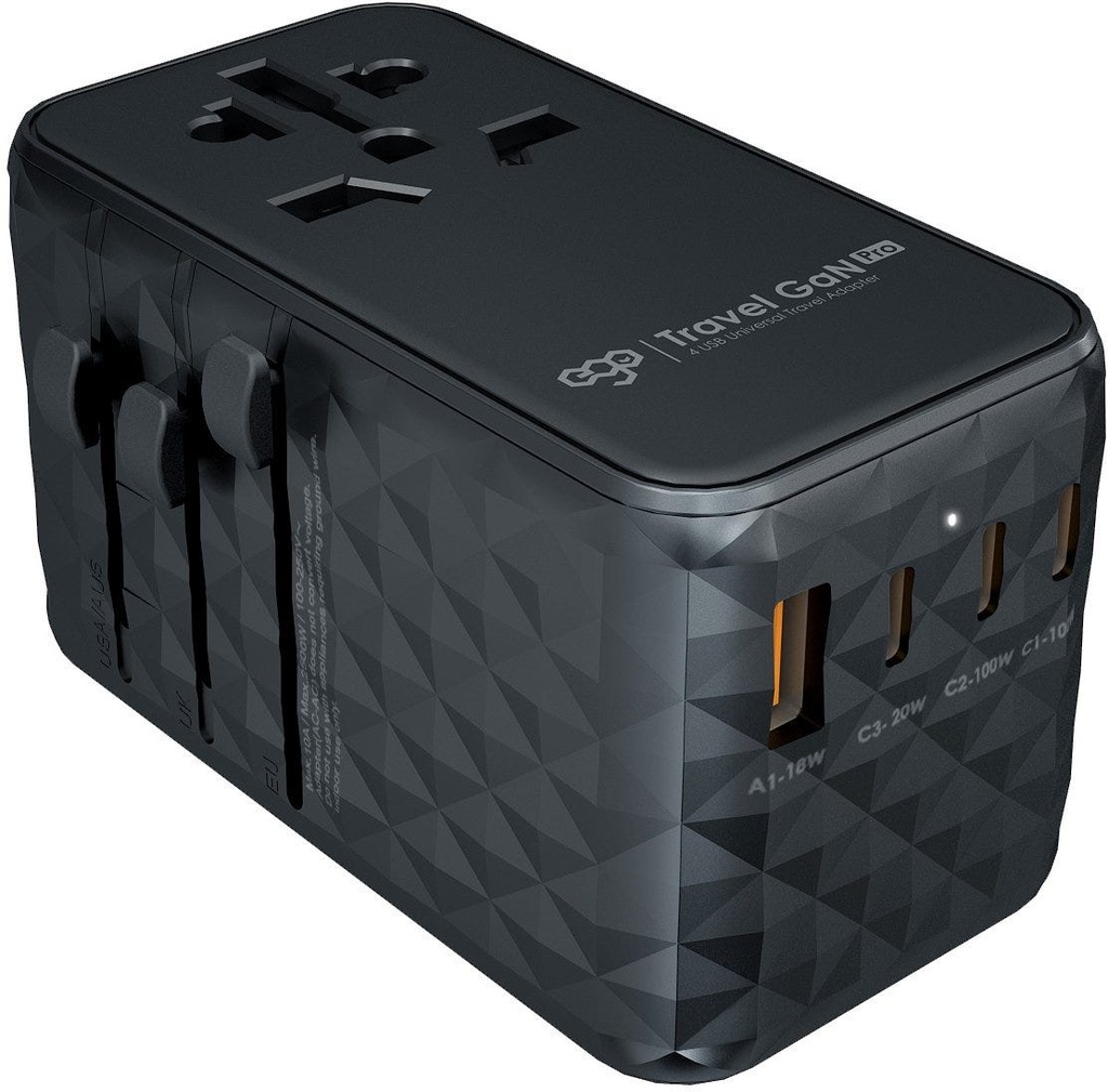 EGO 120W Travel Charger Latest GaN Pro 4USB( 3 USB-C &1 USB-A) Charger- Black