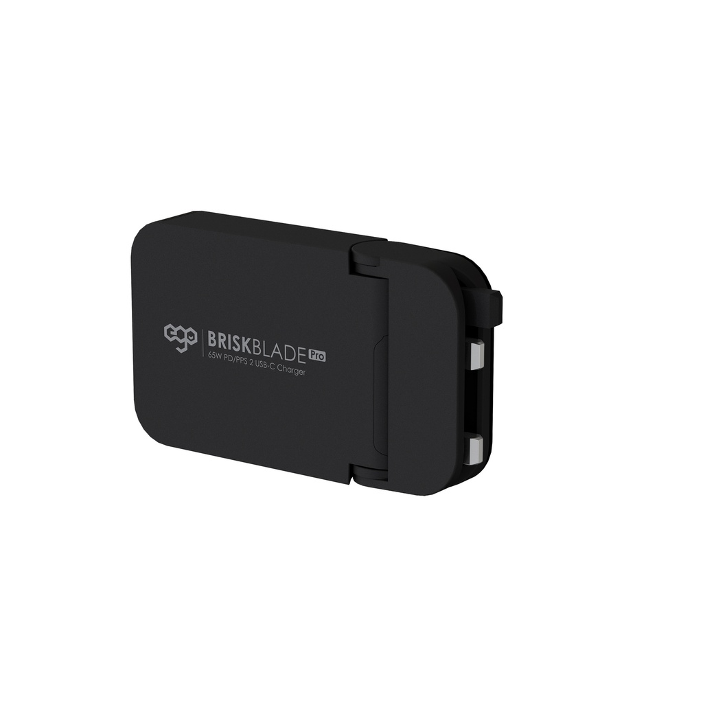EGO Fold Ultra Slim Wall Charger 65W Brisk Blade Pro with GaN Technology, 2 USB-C Ports -Black