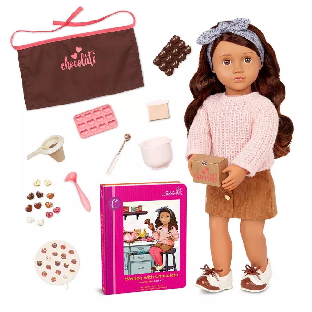 DELUXE CHOCOLATE DOLL W/ BOOK, COCO