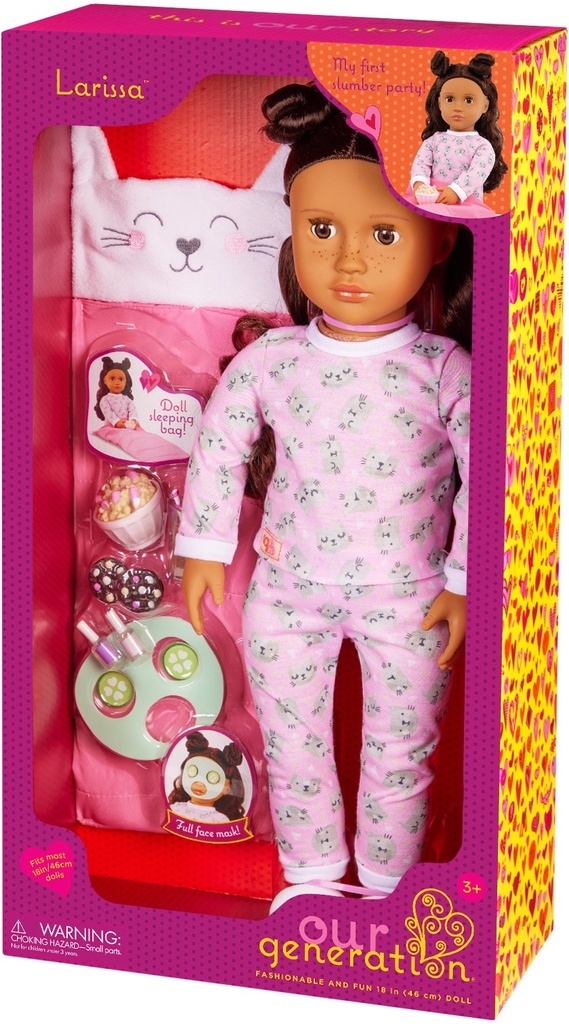ACTIVITY SLEEPOVER DOLL W/SLEEPING BAG