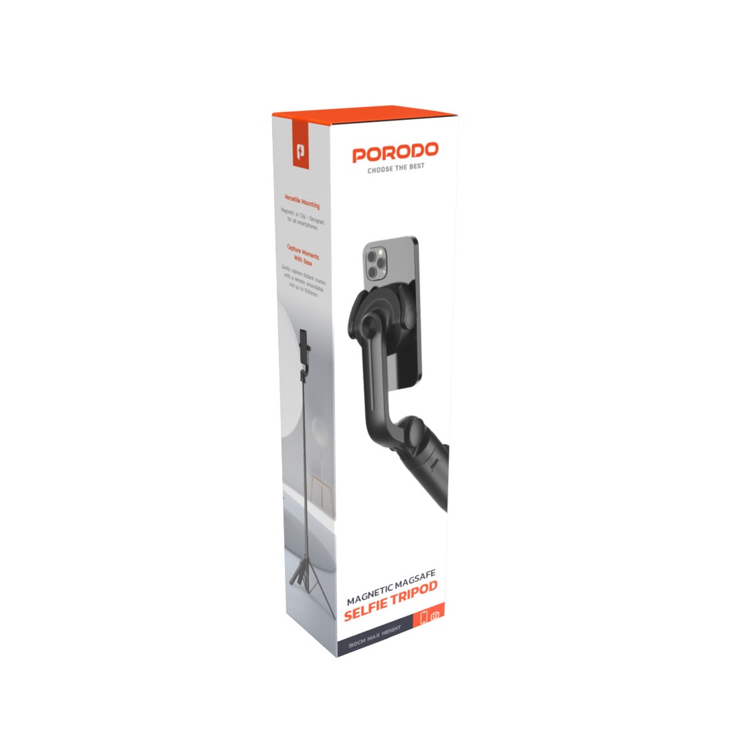 Porodo Magnetic Magsafe Selfie Tripod ,Black