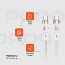 Porodo USB-C to  USB-C Aluminum Braided Cable ,White