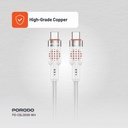 Porodo USB-C to  USB-C Aluminum Braided Cable ,White