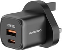 Porodo GaN Dual Port Wall Chargre UK ,Black 
