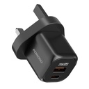 Porodo GaN Dual Port Wall Chargre UK ,Black